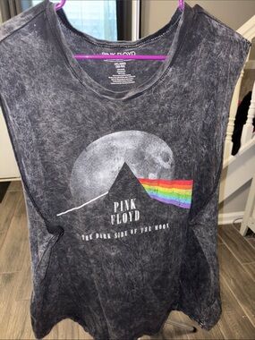Pink Floyd Black Muscle Tee with Rainbow Prism Graphic 2XL